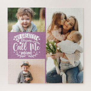 3 photo family collage mum keepsake mothers day  jigsaw puzzle