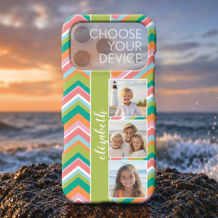 3 Photo Film Strip Collage Colourful Chevrons lime