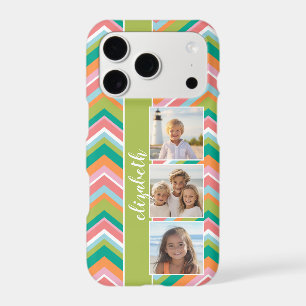 3 Photo Film Strip Collage Colourful Chevrons lime