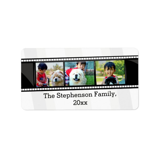 3-Photo film strip personalised photo Label (Front)