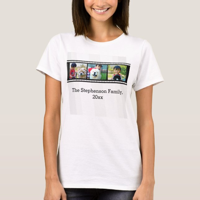 3-Photo film strip personalised photo T-Shirt (Front)