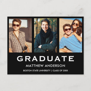 3 Photo Graduation Party Modern Invitation
