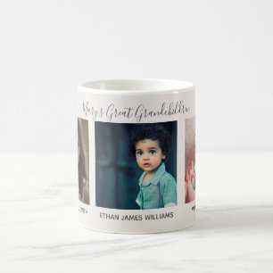 3 Photo Grandma's Great Grandchildren Names Mug