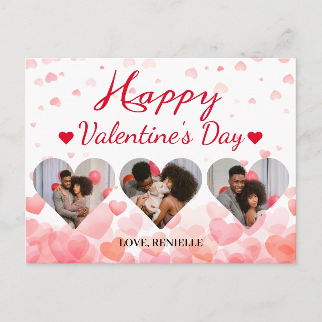 3 photo Heart collage valentines day couple Holiday Postcard (Front)