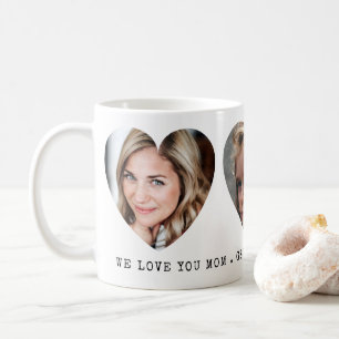 3 Photo Hearts with Personal Message Coffee Mug