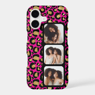 3 Photo Hot Pink And Gold Leopard Print