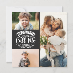 3 photo kids collage mum keepsake mothers day card