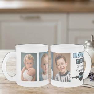 3 photo love you grandad blue frosted glass coffee mug