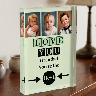 3 photo love you grandad green block
