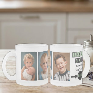 3 photo love you grandad green frosted glass coffee mug