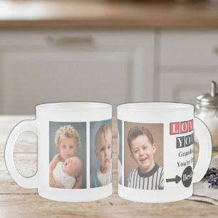 3 photo love you grandad red frosted glass coffee mug