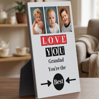 3 photo love you grandad red plaque