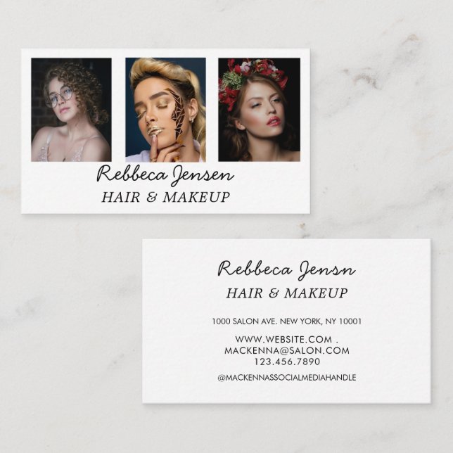 3 Photo Makeup Artist Business Postcard Business Card (Front/Back)