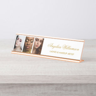 3 Photo Makeup Lashes Hair Salon Name Plate