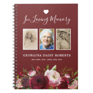 3 Photo Memorial   Funeral Condolence Notebook