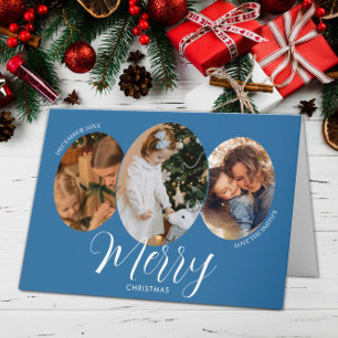 3 Photo Merry Christmas Family Thank You Card