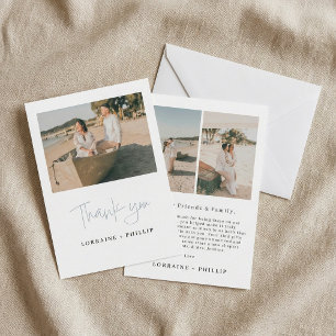 3 photo minimal wedding thank you card