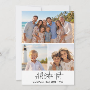 3 Photo Modern Collage with Script Text - White Holiday Card