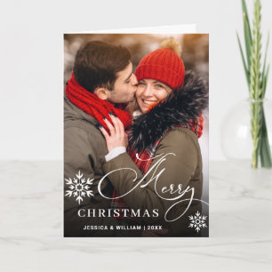 3 PHOTO Modern Merry Christmas Greeting Holiday Card