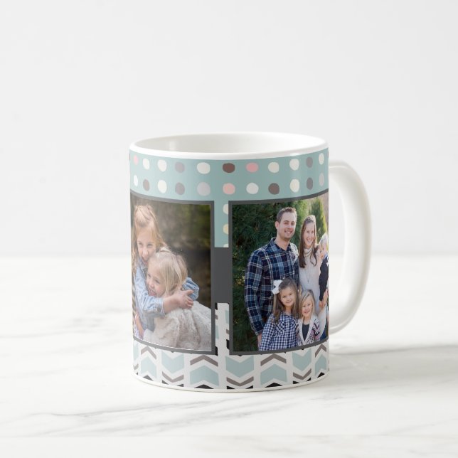 3 Photo Modern Pattern Coffee Mug (Front Right)