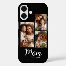 3 Photo Mum Established Date Modern Script Black