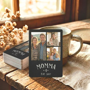 3 Photo Mum Established Kids Count Chic Black Playing Cards