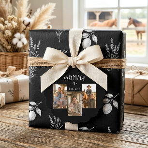 3 Photo Mum Established Kids Count Chic Black Tree Decoration Card