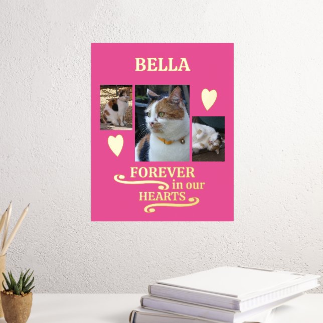 3 photo name pets forever memorial pink gold foil prints (In Situ (Desk 3))