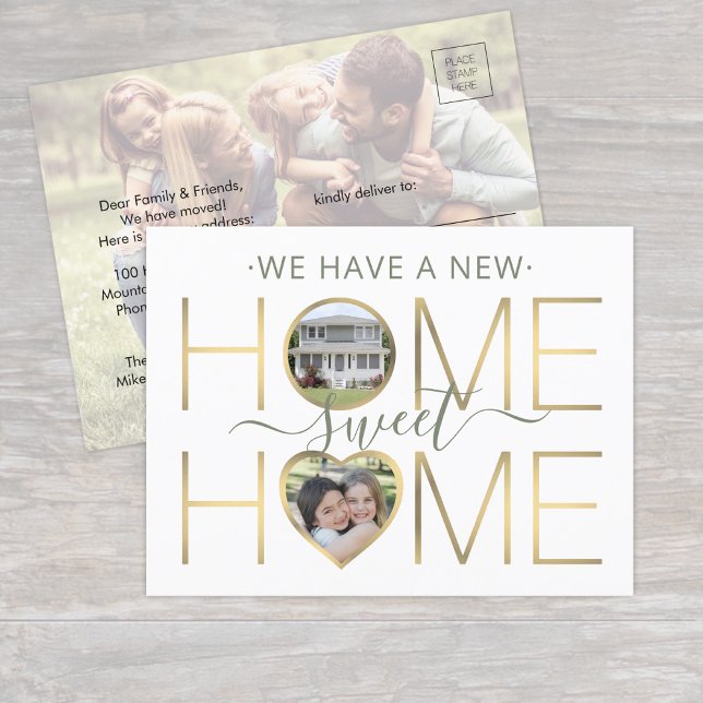 3 Photo New Home Sweet Home Change of Address Announcement Postcard (Creator Uploaded)
