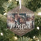 3 Photo Newlyweds 1st Xmas Married Faux Wood