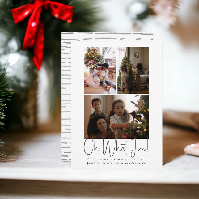 3 Photo oh What Fun Christmas template (Oh what fun, 3 photo template Christmas flat card from Ricaso. Add your own photographs and text)