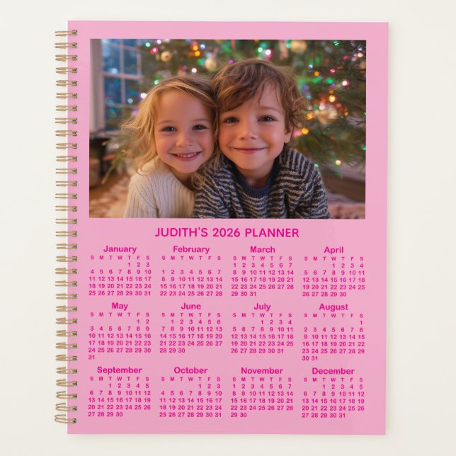 3 Photo Pink 2026 Calendar Planner (Front)