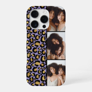 3 Photo Purple And Gold Leopard Print iPhone 16 Pro Case