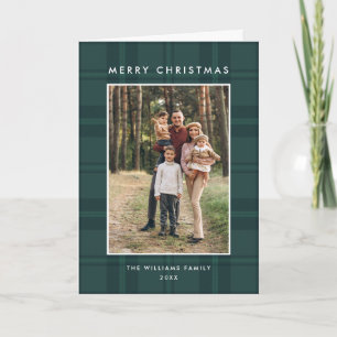 3 Photo Retro Christmas Plaid Greeting Holiday Card