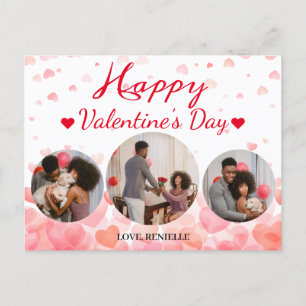 3 photo Round collage valentines day couple Holiday Postcard