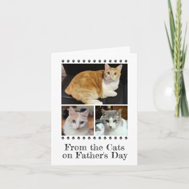 3 Photo Rustic From Cat Dog Pet Kids Father's Day Card (Front)
