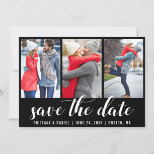 3 Photo Save The Date Engagement Invitation