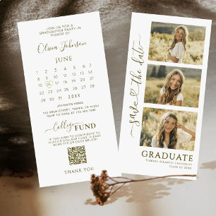 3 Photo Strip Graduation Save the Date   QR Code 