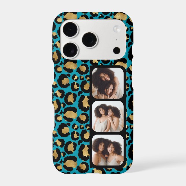 3 Photo Teal And Gold Leopard Print (Back)