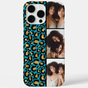 3 Photo Teal And Gold Leopard Print iPhone 16 Pro Max Case