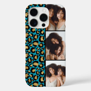 3 Photo Teal And Gold Leopard Print iPhone 16 Pro Case