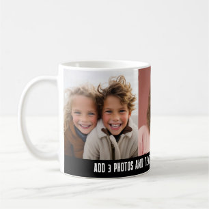 3 Photo Template Modern Minimal Text  Coffee Mug