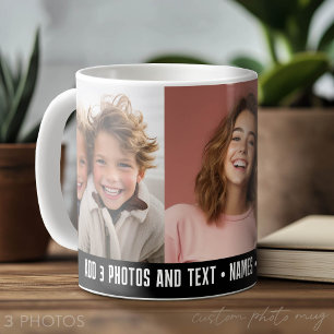 3 Photo Template Modern Minimal Text Coffee Mug