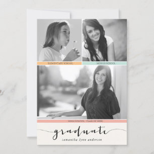 3 Photo Timeline Graduation Invitation