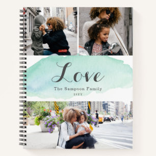 3 Photo Turquoise Watercolor Notebook