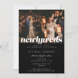 3 Photo Typography Newlyweds Announcement Black