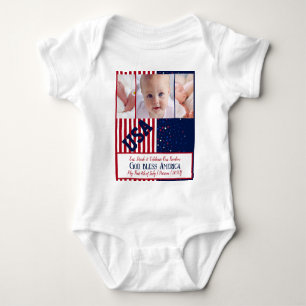3 Photo USA Independence Day First 4th of July Baby Bodysuit