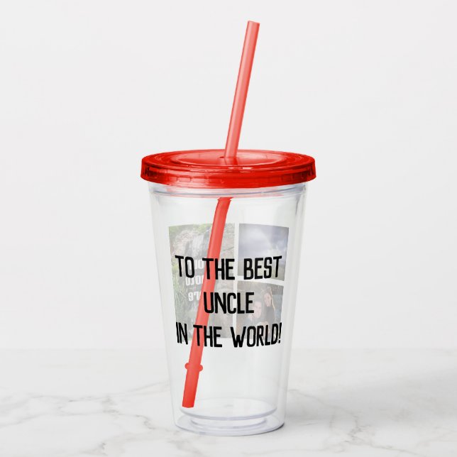 3 Photo with Message Custom Birthday Gift Acrylic Tumbler (Back)