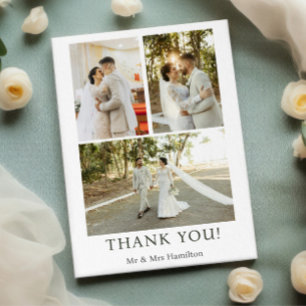 3 Photographs Personalised Wedding With Message Thank You Card