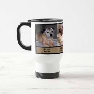 3 Photos and 9 Text Boxes Custom Dog Travel  Mugs